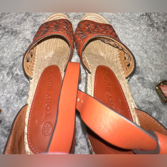 ‼️RARE‼️🎸Tory Burch🎸🔥Ret.$348🔥Basketweave Espadrille Wedge Platform Sandal—7.5 - Picture 9 of 16
